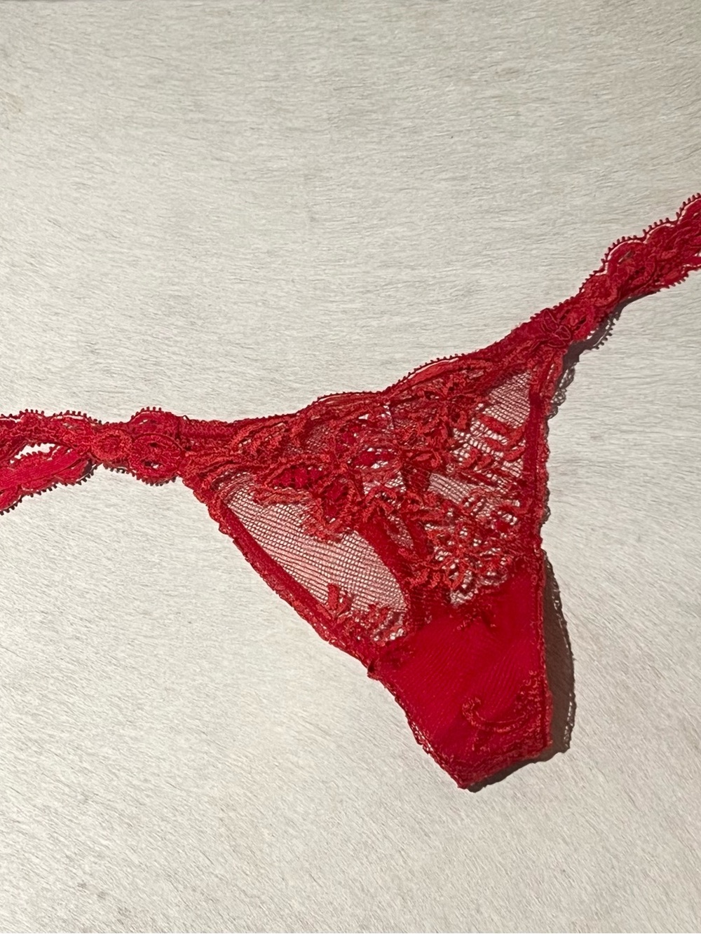La Perla Red Lace Embroidered Thong